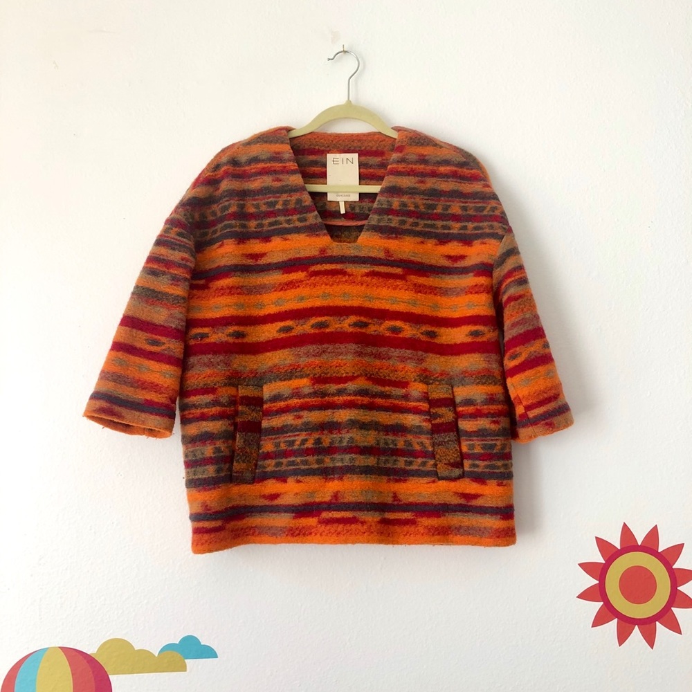 Boho Wool sweater orange color size M